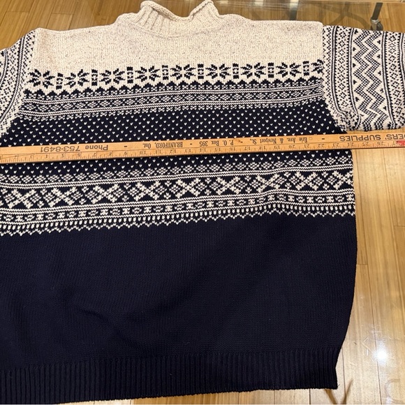 Cozy Cowl Turtleneck Sweater in Ivory and Navy - Picture 5 of 5